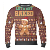 Humorous Gingerbread Christmas Sweater, Lets Get Baked Ugly Christmas Sweater, Adorable Baking Holiday Sweater, Retro Xmas Party Crewneck Present