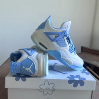 Mid Top Sneakers, White Blue Colorway, Lace Up Design, Casual Gift for Sneaker Fans