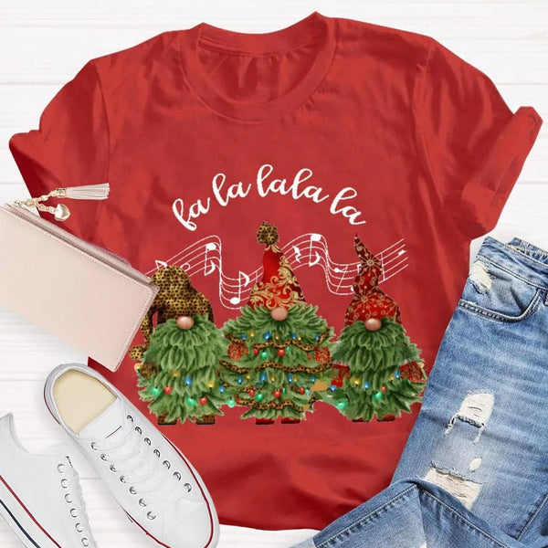 Fa La La Holiday Graphic Tee, Christmas Music Tree T-Shirt, Musical Notes Xmas Tree Shirt, Festive Music Lover Present