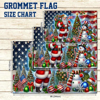Double Sided American Winter Yard Flag, Patriotic Santa Claus Snowman Christmas House Flag, Holiday Porch Garden Flag Decor