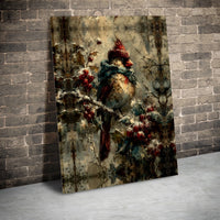 Whimsical Bird Canvas Print, Winter Cardinal Canvas Wall Art, Comfy Christmas Canvas Painting, Winter Holiday Wall Decor, Bird Lover Present