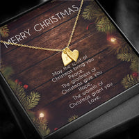 Hand Stamped Letter Charm Necklace, Personalized Heart Initial Necklace, 18k Gold Finish Pendant Necklace, Christmas Present for Her
