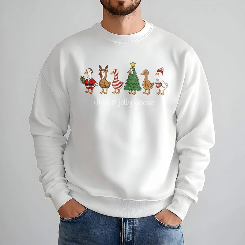 Christmas Goose Crewneck, Just a Jolly Goose Sweatshirt, Humorous Holiday Bird Sweater, Adorable Festive Goose Pullover, Xmas Animal Present