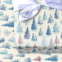 Rustic Christmas Tree Gift Wrap, Vintage Pine Tree Wrapping Paper, Winter Holiday Present Paper, Forest Pine Xmas Wrapping Paper Roll