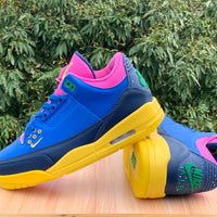 Low Top Sneakers, Blue Yellow Pink Colorway, Lace Up Design, Casual Gift for Sneaker Fans