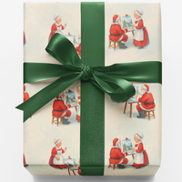 Retro Santa Claus Gift Wrap, Vintage Santa Wrapping Paper, Whimsical Christmas Wrapping Paper, Holiday Art Gift Wrap, Winter Present Paper