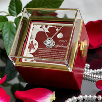 Rotating Rose Box Jewelry, Soulmate Love Knot Necklace, Romantic Soulmate Necklace, Christmas Anniversary Present for Her, CZ Knot Necklace