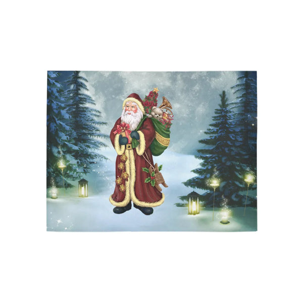 Christmas Santa Holiday Rug, Santa Claus Forest Scene Runner Rug, Winter Wonderland Hallway Rug, Festive Xmas Floor Mat, Holi