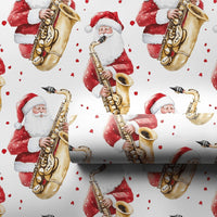 Jazz Christmas Gift Wrap, Saxophone Santa Wrapping Paper, Watercolor Santa Musician Holiday Wrapping Paper, Music Lover Gift Wrap Paper