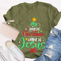 Christian Christmas T-Shirt, My Favorite Christmas Light Is Jesus Shirt, Religious Holiday Graphic Tee, Jesus Christmas Light Faith Shirt