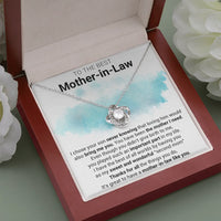 14k White Gold Knot Pendant Necklace, Love Knot Necklace for Mother-in-Law, Sentiment Message Card Christmas Birthday Jewelry Present