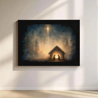 Holy Family Manger Wall Art, Nativity Scene Canvas Print, Religious Christmas Canvas Decor, Christian Holiday Wall Hanging