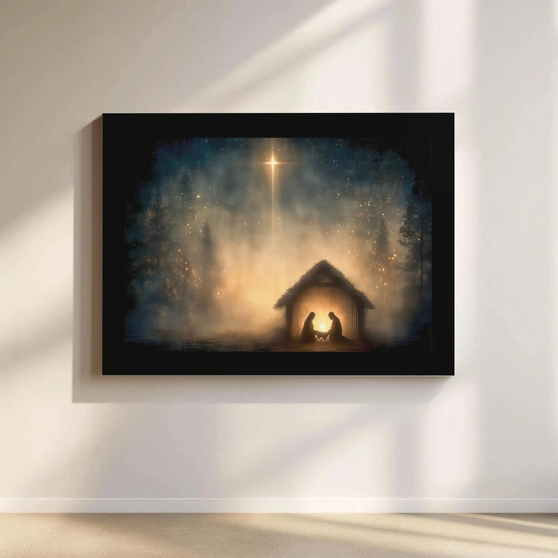 Holy Family Manger Wall Art, Nativity Scene Canvas Print, Religious Christmas Canvas Decor, Christian Holiday Wall Hanging