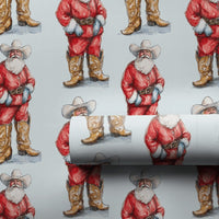 Western Christmas Gift Wrap, Cowboy Santa Wrapping Paper, Country Holiday Wrapping Paper, Rustic Santa Claus Gift Wrap Roll for Presents