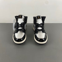 Mid Top Sneakers, Black Silver Gold Colorway, Lace Up Design, Casual Gift for Sneaker Fans