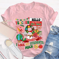 Custom I Love My Students Snow Much Shirt, Personalized Teacher T-Shirt, Christmas Teacher Tee, Custom School Name Holiday Graphic Shirt