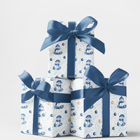 Bluebell Winter Gift Wrap Roll, Snowman Christmas Wrapping Paper, Festive Snowman Holiday Paper, Kids Xmas Gift Wrapping Paper