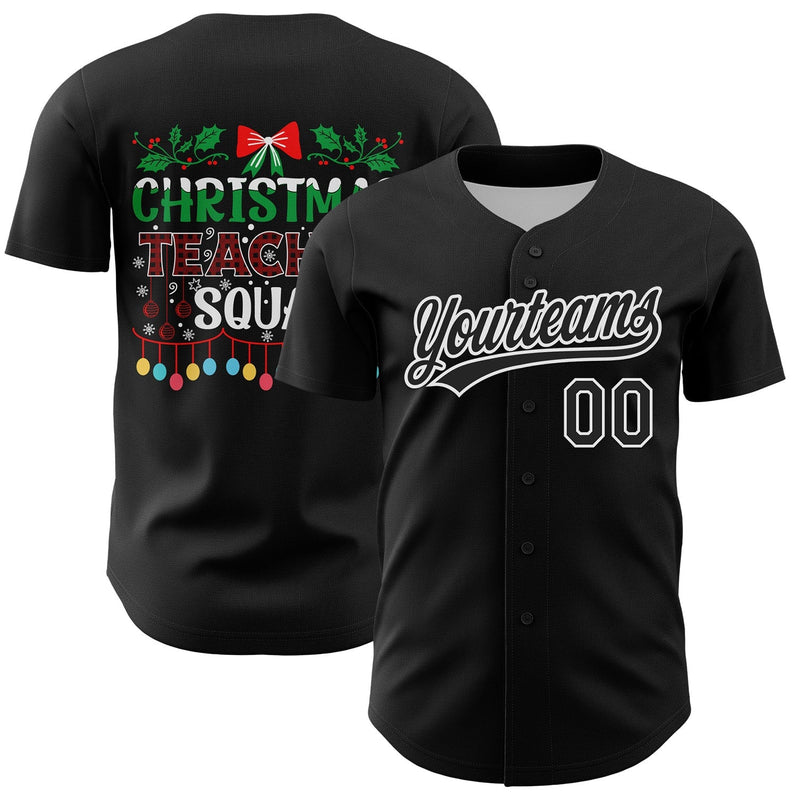 Custom Stitched Holiday Teacher Baseball Jersey, Teacher Squad Christmas Baseball Jersey, Personalized Name Number Jersey Shirt, Xmas Present