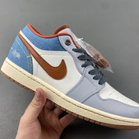Low Top Sneakers, Blue White Gray Colorway, Lace Up Design, Casual Gift for Sneaker Fans