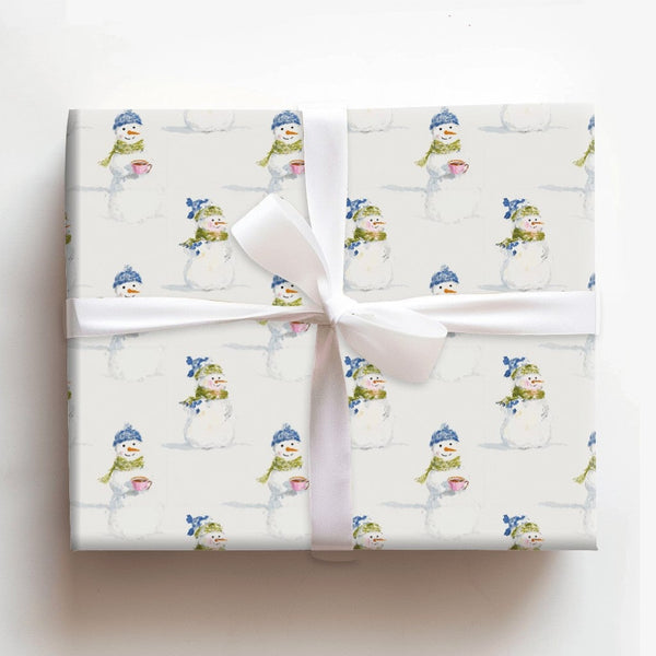 Adorable Snowman Holiday Wrapping Paper, Watercolor Snowman Wrapping Paper, Whimsical Christmas Wrapping Paper Roll, Winter P