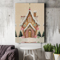 Candy Cane Winter Wonderland Canvas, Gingerbread House Canvas Wall Art, Whimsical Christmas Canvas Print, Holiday Wall Decor, Winter Present