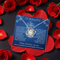 Rotating Rose Box Knot Pendant, Love Knot Necklace for Wife, Gold Finish Love Knot Necklace, Christmas Present for Her, Anniversary Present