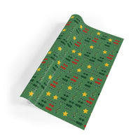 Festive Star and Lights Gift Wrap, Christmas Tree Wrapping Paper, Holiday Pattern Wrapping Paper, Xmas Present Paper Roll, Winter Gift Wrap