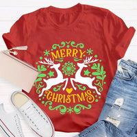 Festive Reindeer Holiday Graphic Tee, Christmas Elk T-Shirt, Winter Deer Shirt, Adorable Merry Christmas Animal T-Shirt, Xmas Apparel