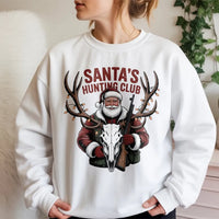 Humorous Christmas Deer Hunter Sweatshirt, Santa's Hunting Club Sweatshirt, Outdoor Holiday Graphic Crewneck