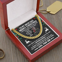 Motorcycle Rider Chain from Son, Biker Dad Cuban Link Chain Necklace, Personalized Christmas Message Card Chain, Mens Biker Jewelry