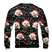 Personalized Pet in Santa Hat Ugly Sweater, Custom Dog Face Christmas Sweatshirt, Custom Dog Lover Holiday Pullover, Xmas Pet Crewneck