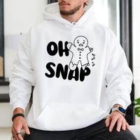 Humorous Christmas Cookie Pullover Hoodie, Oh Snap Gingerbread Hoodie, Adorable Holiday Baker Hooded Sweatshirt, Winter Xmas Graphic Hoodie