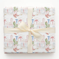 Western Christmas Gift Wrap, Cowboy Boots Cactus Wrapping Paper, Watercolor Rodeo Holiday Wrapping Paper, Country Festive Gift Wrap Roll