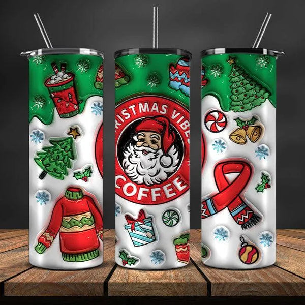 3D Santa Coffee Sweater Holiday Tumbler, Christmas 20oz Tumbler, Insulated Travel Mug, Coffee Lover Xmas Cup, Winter Drinkwar