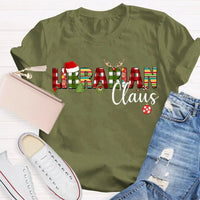 Custom Name Book Lover Holiday Shirt, Personalized Librarian Christmas T-Shirt, Festive Library Graphic Tee, Xmas Reading Present
