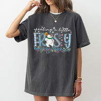 Adorable Snowman Christmas T-Shirt, Feelin' A Little Frosty Shirt, Winter Holiday Graphic Tee, Retro Snowman Shirt