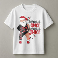 Sassy Christmas Graphic T-Shirt, I Check It Twice Santa T-Shirt, Humorous Holiday Party Shirt, Retro Xmas Tee, Holiday Present for Women T-Shirt