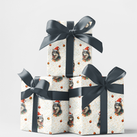 Santa Dog Gift Wrap, Alaskan Malamute Christmas Wrapping Paper, Malamute Holiday Wrapping Paper, Dog Lover Xmas Present Wrap, Gift Wrap