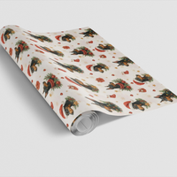 Festive Holiday Dog Pattern Gift Wrap, Doberman Christmas Wrapping Paper, Winter Xmas Present Paper Roll, Dog Lover Present Supplies