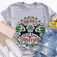 Festive Reindeer Holiday Graphic Tee, Christmas Elk T-Shirt, Winter Deer Shirt, Adorable Merry Christmas Animal T-Shirt, Xmas Apparel