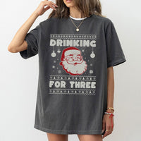 Pregnancy Announcement Christmas Shirt, Drinking for Three Christmas T-Shirt, Santa Baby Reveal Graphic Tee, Holiday Mom to Be Shirt Present