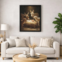 Baby Jesus Nativity Wall Art, Nativity Scene Canvas Print, Christian Donkey Lamb Canvas, Religious Christmas Wall Decor, Holiday Faith Present