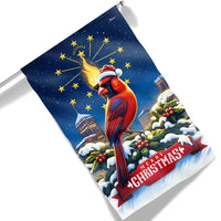 Santa Hat Cardinal Yard Flag, Indiana Christmas Garden Flag, State Torch Hoosier Flag, Double-Sided Holiday Flag, Seasonal Winter Lawn Decor