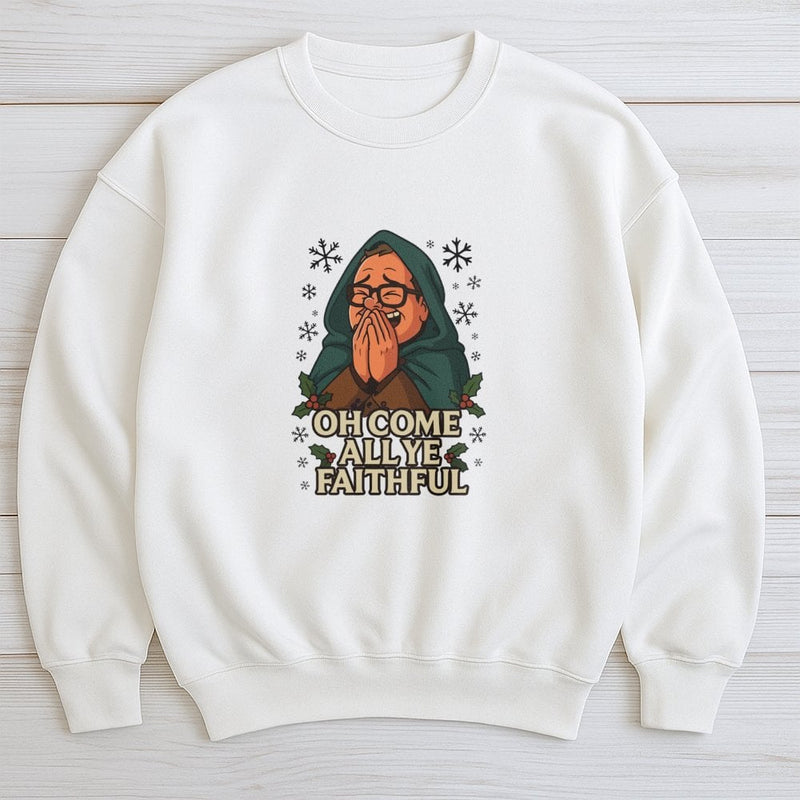 Humorous TV Holiday Christmas Crewneck, Oh Come All Ye Faithful Sweatshirt, Pop Culture Xmas Pullover, Festive Winter Holiday Jumper