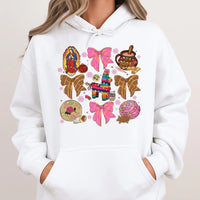 Coquette Bow Pinata Hooded Sweatshirt, Mexican Christmas Hoodie, Mexican Holiday Hoodie, Adorable Festive Pinata Pullover, Cultural Xmas Present