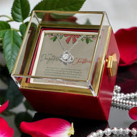 Rotating Rose Box Love Knot Necklace, Daughter Love Knot Necklace, Gold Love Knot Pendant Necklace, Christmas Present for Daughter