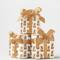 Santa Hat Tiger Gift Wrap, Christmas Tiger Wrapping Paper, Adorable Big Cat Christmas Wrapping Paper, Safari Animal Holiday Gift Wrap