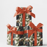 Holiday Dog Antlers Gift Wrap, Bouvier des Flandres Wrapping Paper, Winter Dog Breed Present Paper, Christmas Gift Wrap for Dog Lovers
