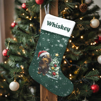 Yorkshire Terrier Santa Stocking, Personalized Yorkie Christmas Stocking, Custom Dog Holiday Stocking, Velboa Mantel Decor, Dog Lover Present