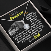 Trucker Dad Message Card Necklace, To My Daughter Necklace, White Gold Pendant, Sentimental Daughter Jewelry, Birthday Christmas Present